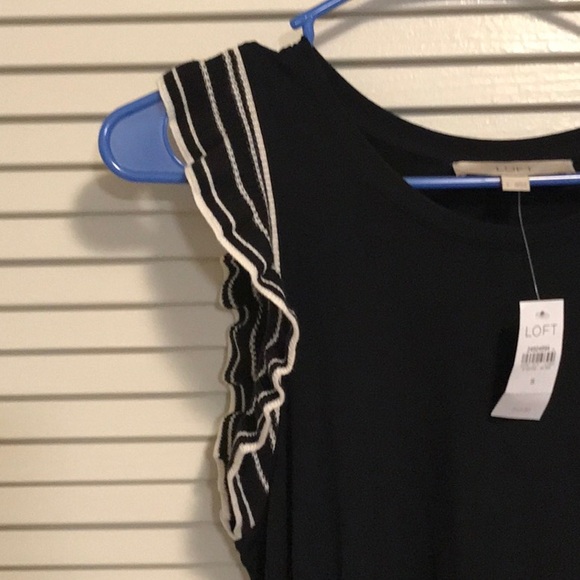 NWT Loft (outlet) black sleeveless dress w ruffles - small - Picture 3 of 7